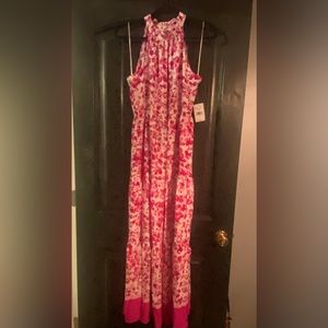 Pink and white floral maxi dress